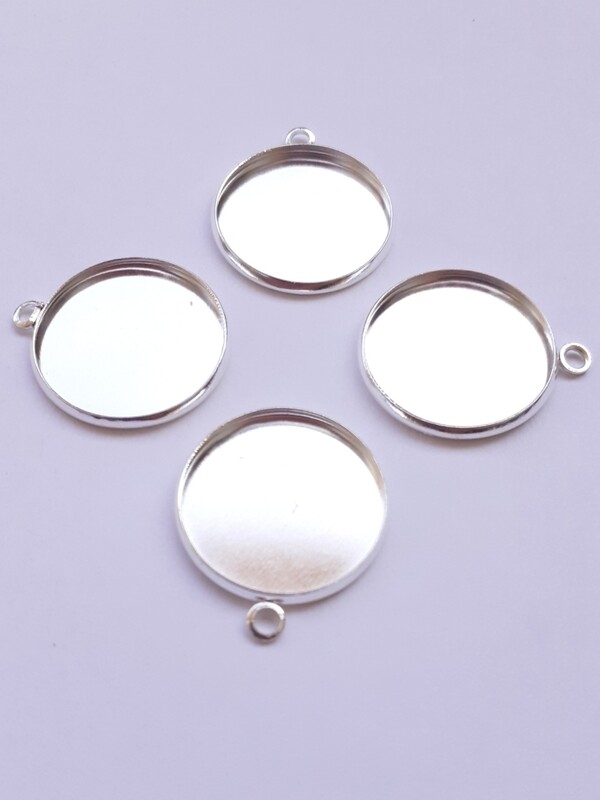 Pendentif support argenté pour cabochon 20mm