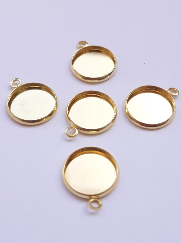 Pendentif support doré pour cabochon 14mm