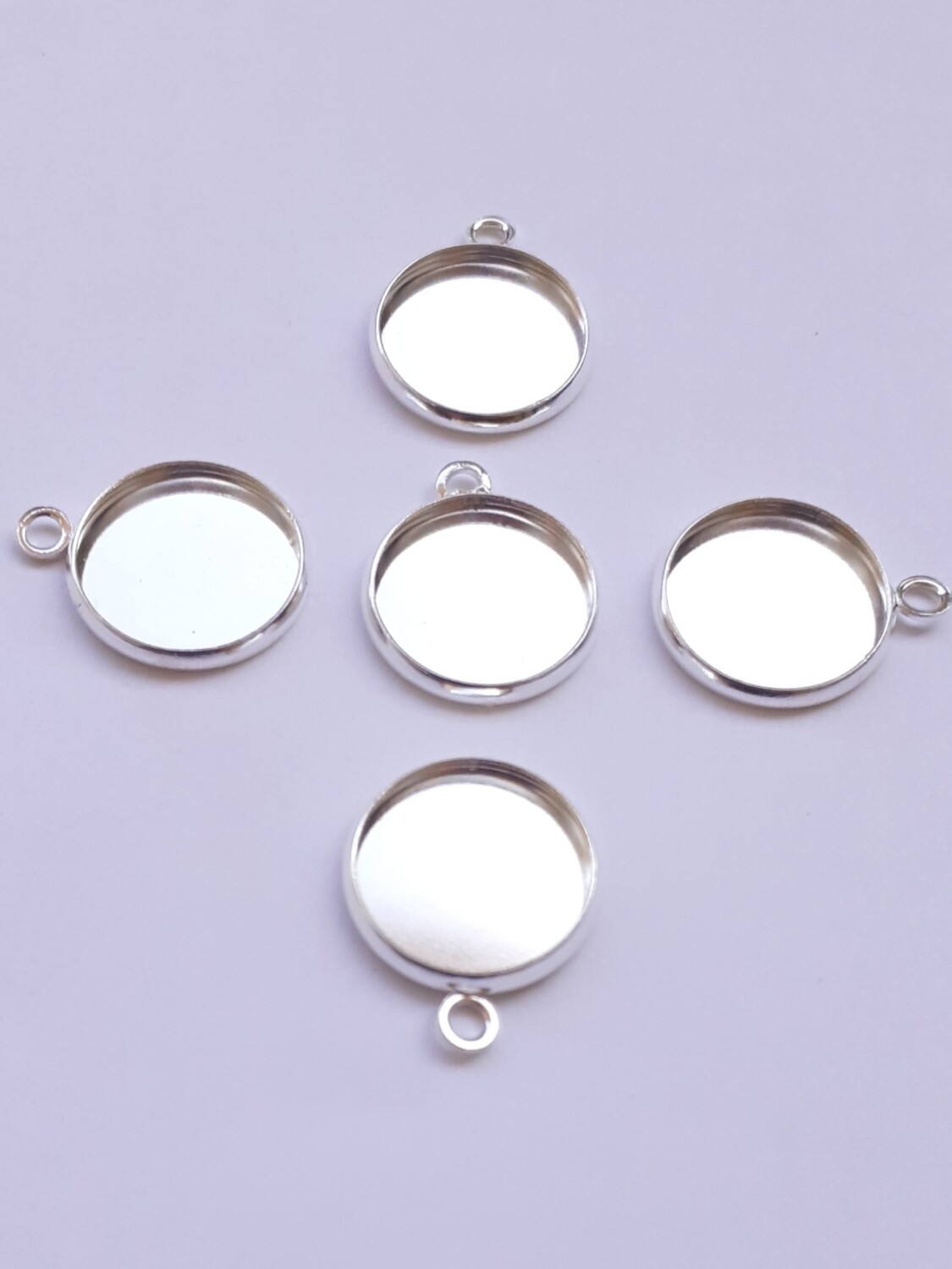Pendentif support argenté pour cabochon 14mm