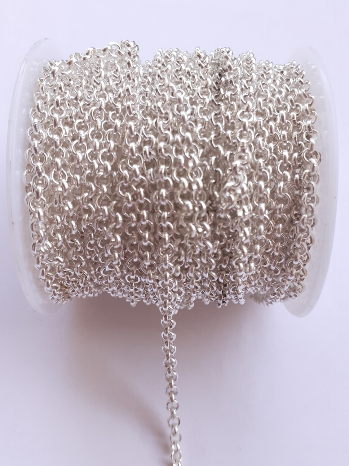 Rouleau chaîne ronde 3mm argenté clair