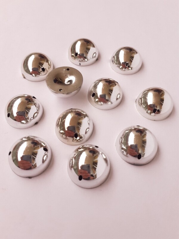 15 demi perles 16mm argentées