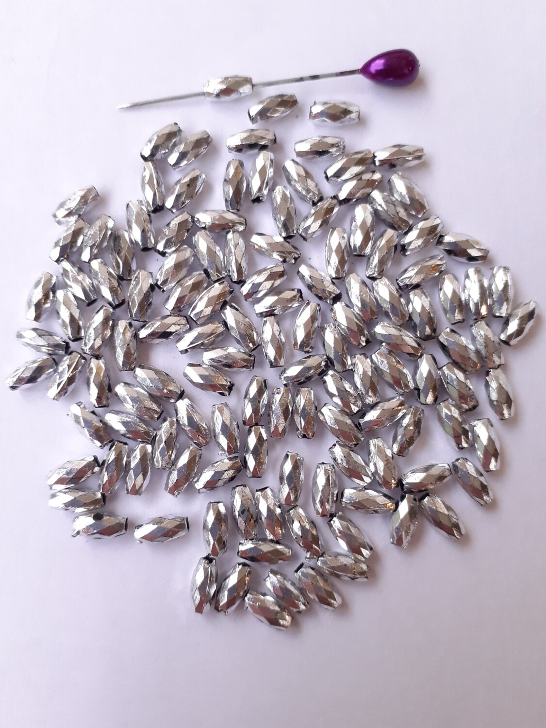 400 perles de riz à facette 6x3mm argenté