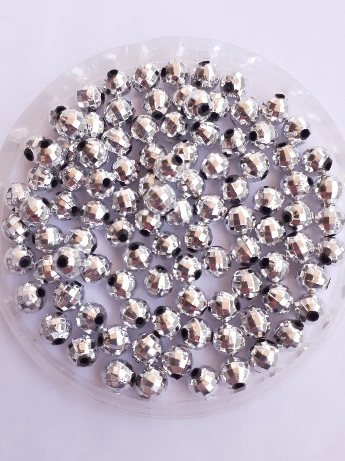 200 perles 6mm argenté à facette