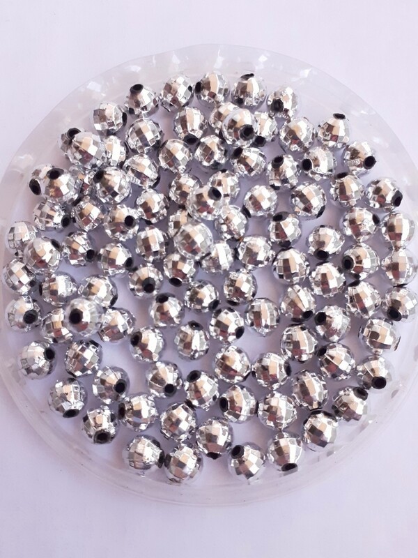 200 perles 6mm argenté à facette
