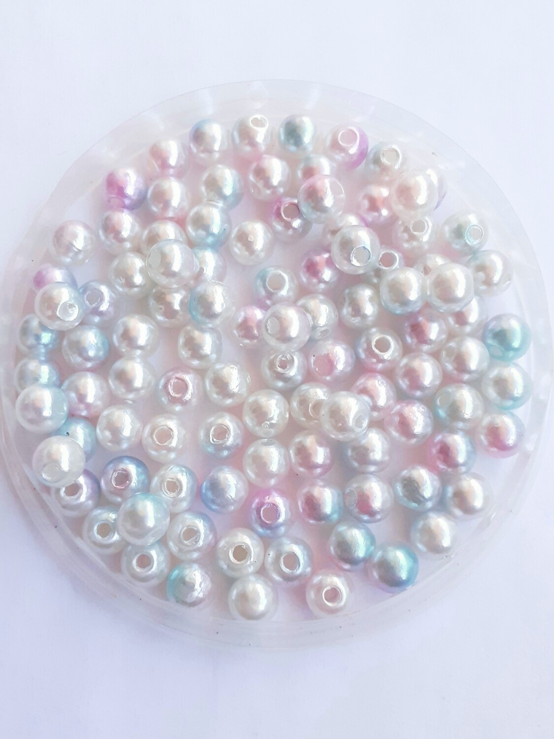 200 perles 6mm bleu très clair/blanc/rose très clair