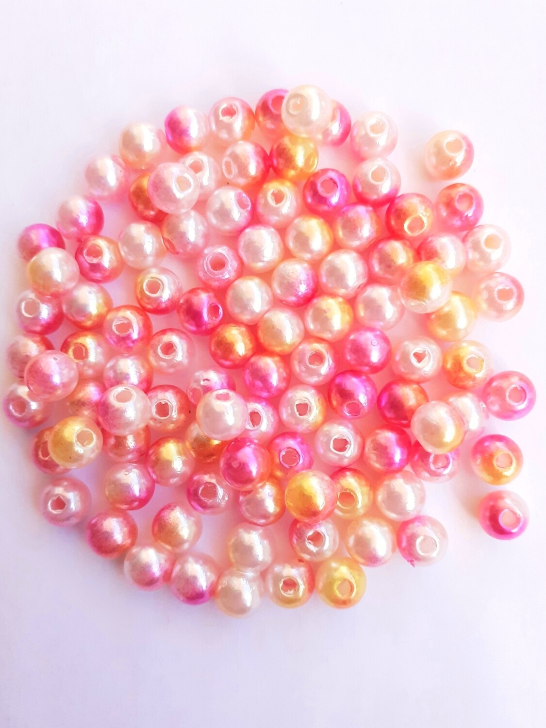 200 perles 6mm blanc / rose / jaune