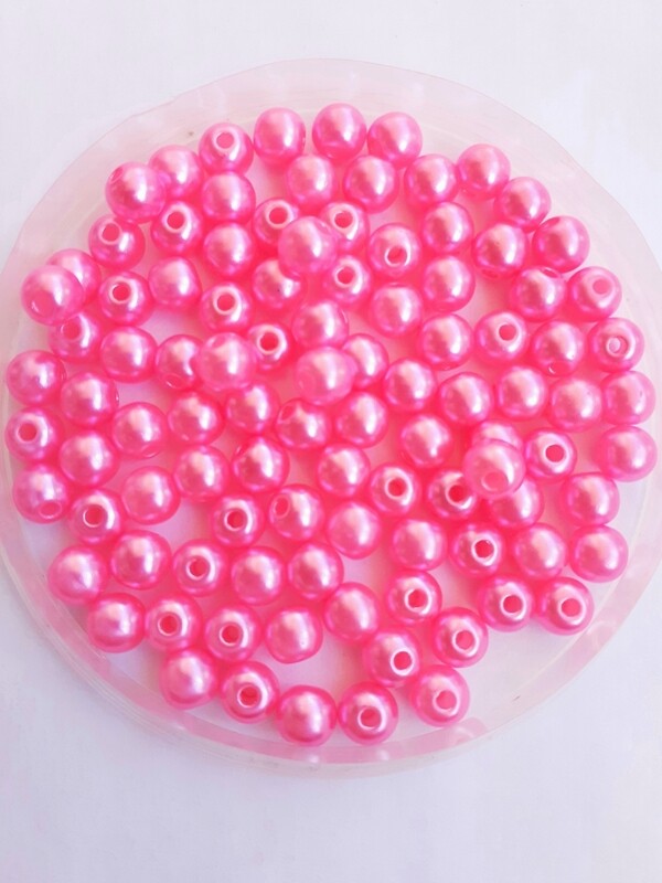 200 perles 6mm rose foncé