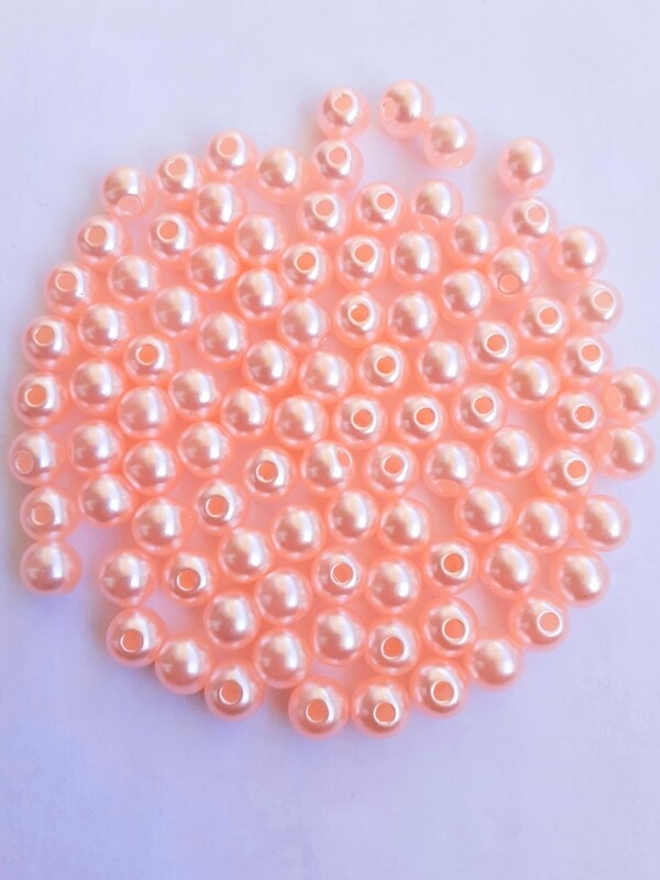 200 perles 6mm  saumon clair