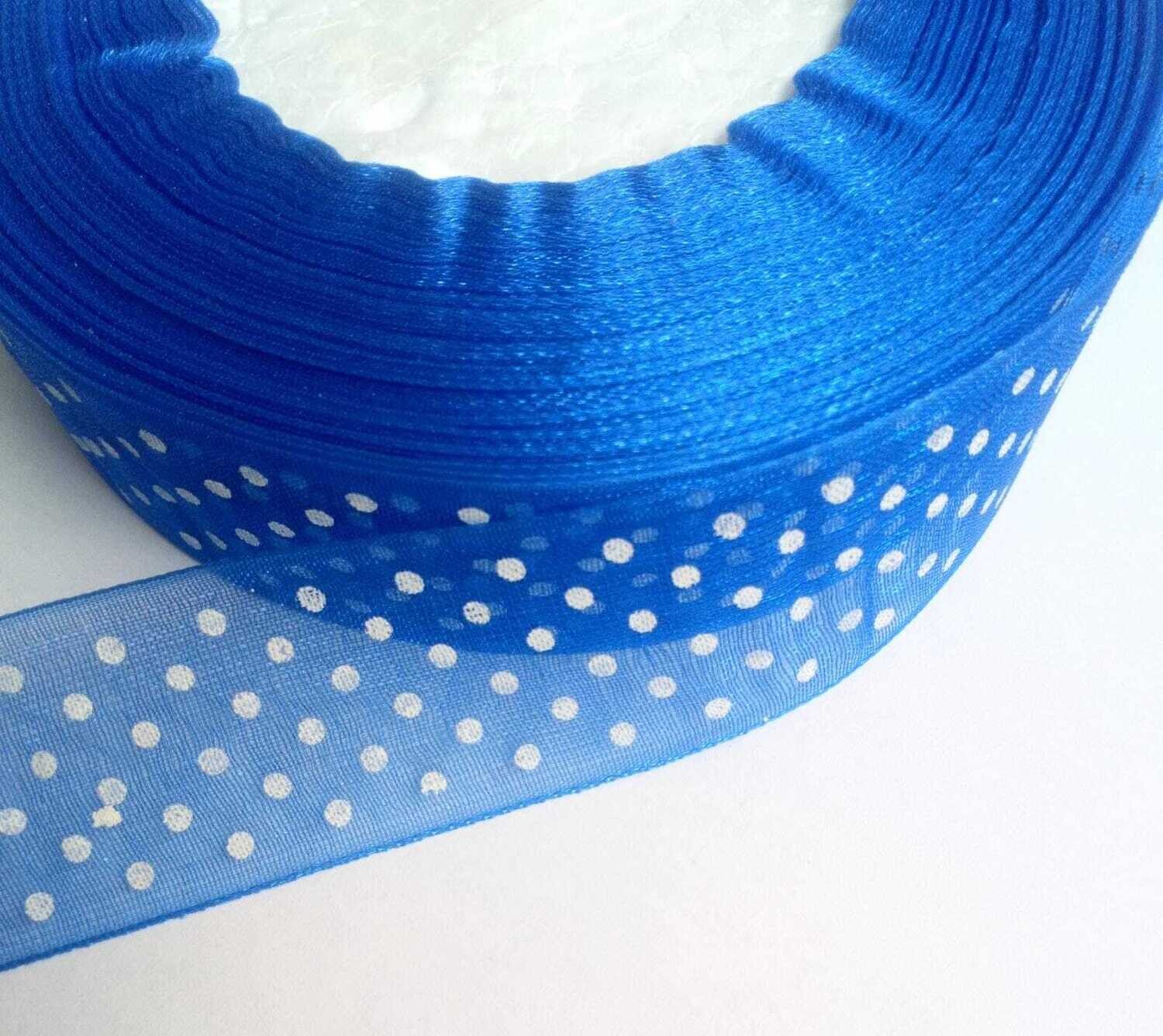 Rouleau ruban organza 25mm bleu nuit