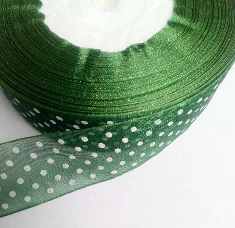 Rouleau ruban organza 25mm vert foncé