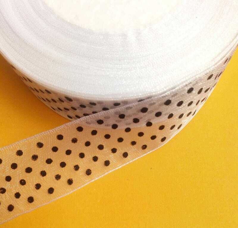 Ruban à pois organza 25mm/16 couleurs