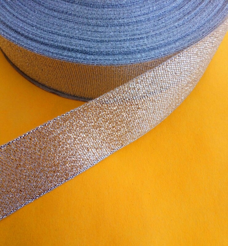 Ruban argenté organza 25mm-rouleau