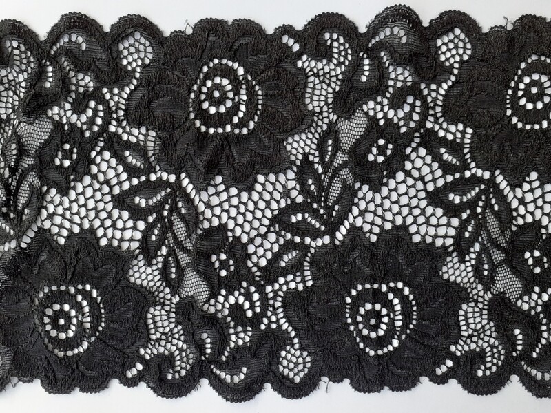 3 mètres dentelle noire élastique 15 cm