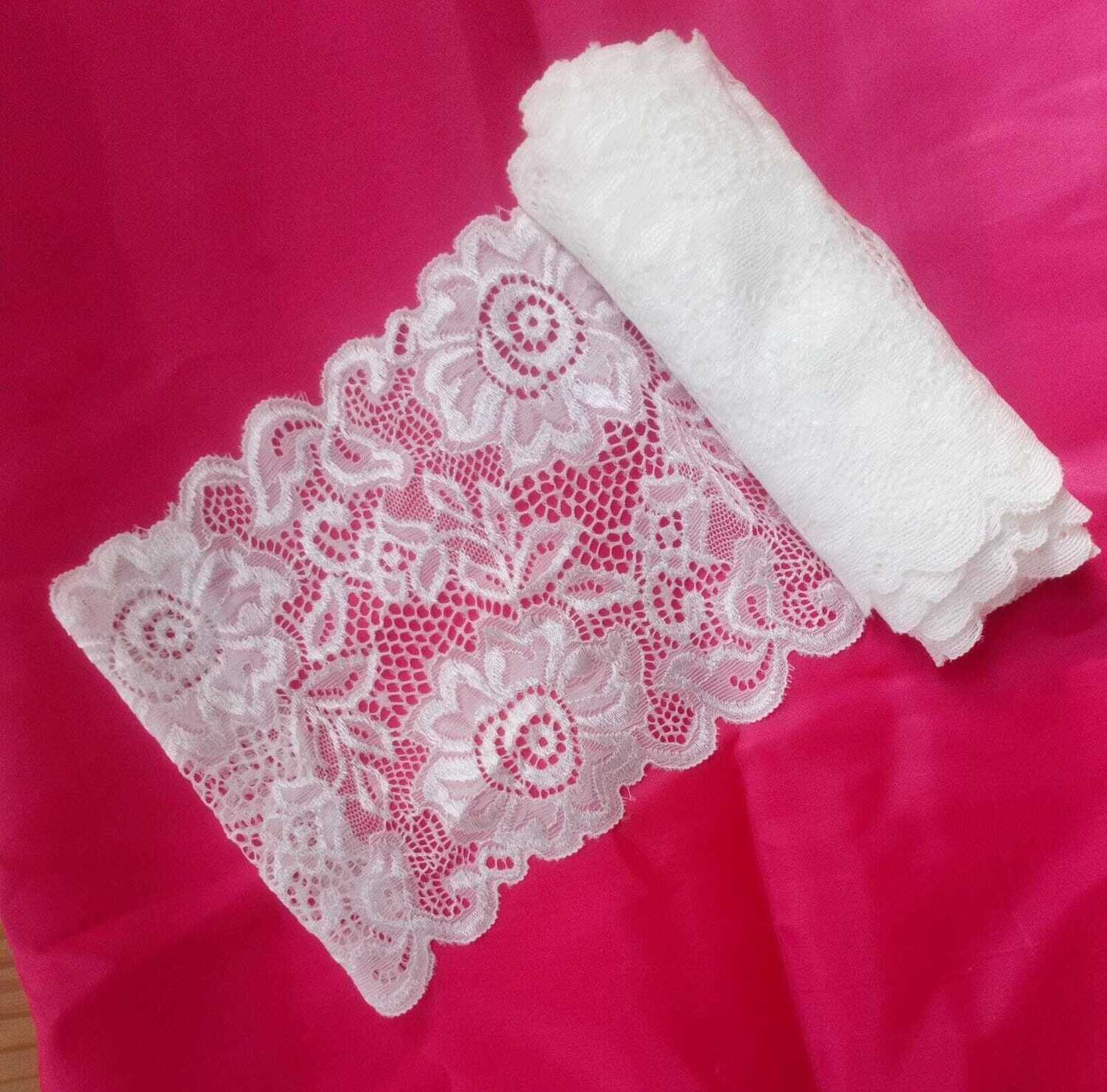 3 mètres dentelle blanche élastique 15 cm