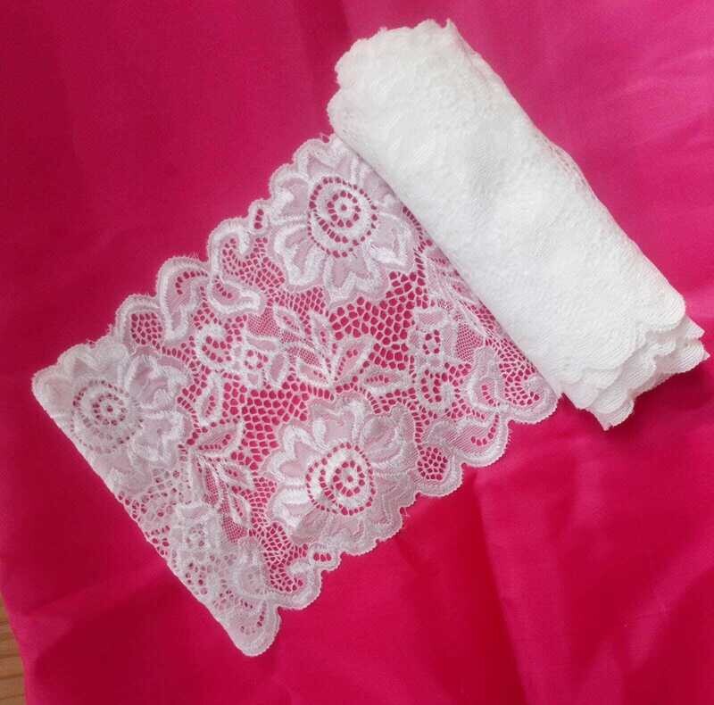 3 mètres dentelle blanche élastique 15 cm