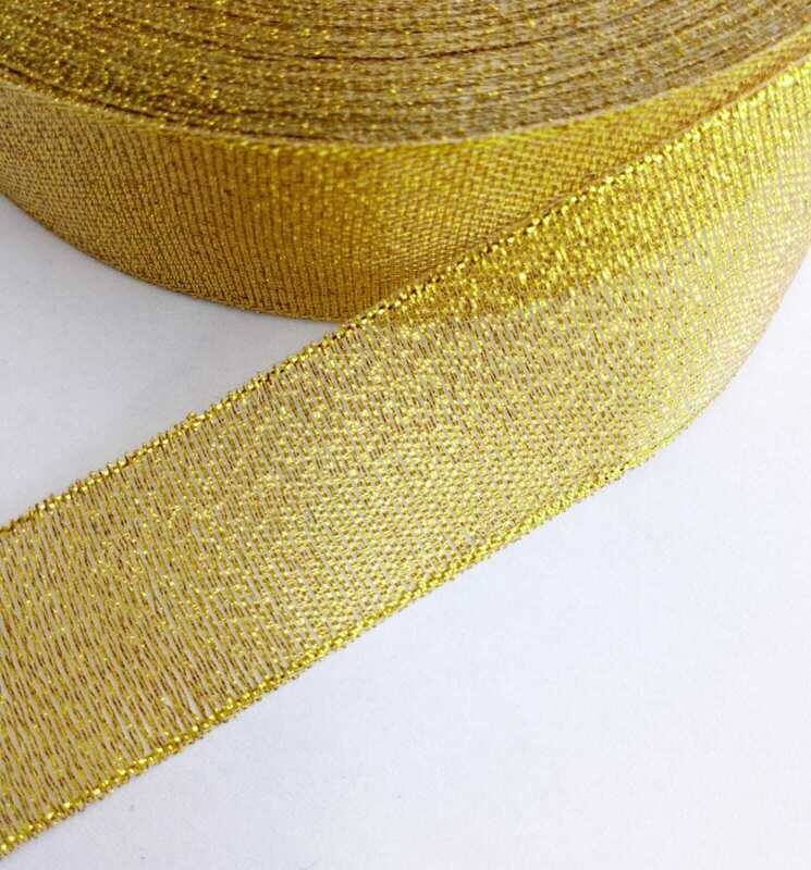 Ruban doré organza 25mm - rouleau