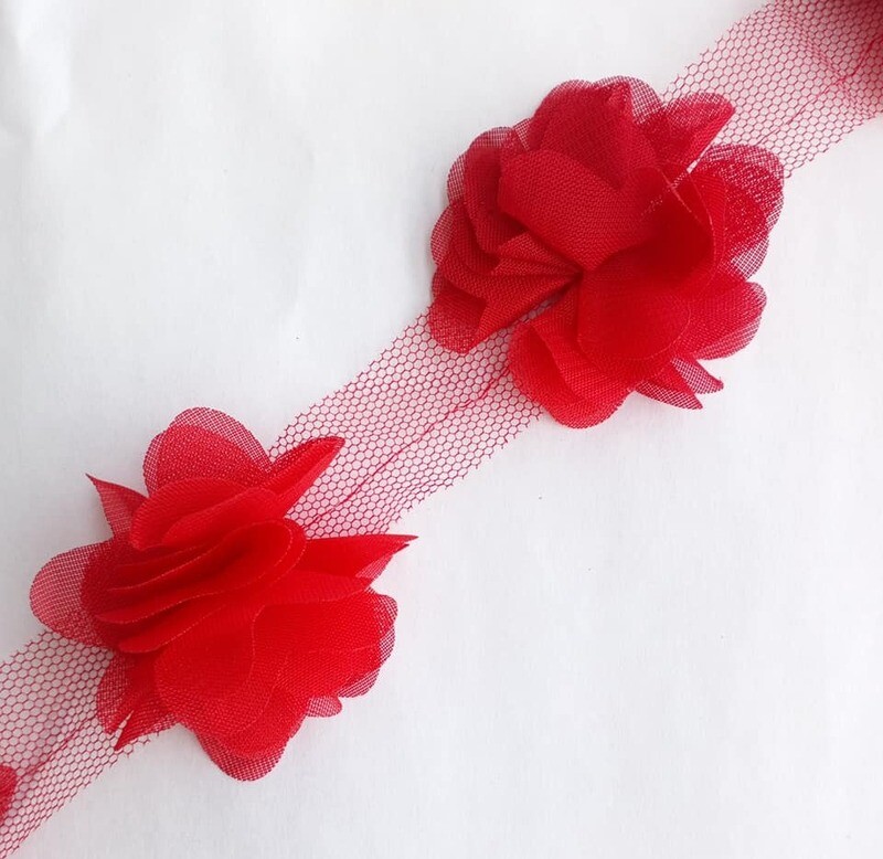 10 roses 5cm en mousseline de soie / 14 couleurs