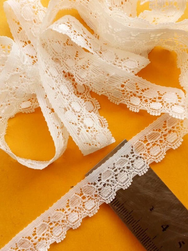 4 mètres dentelle élastique 1,7cm blanc cassé