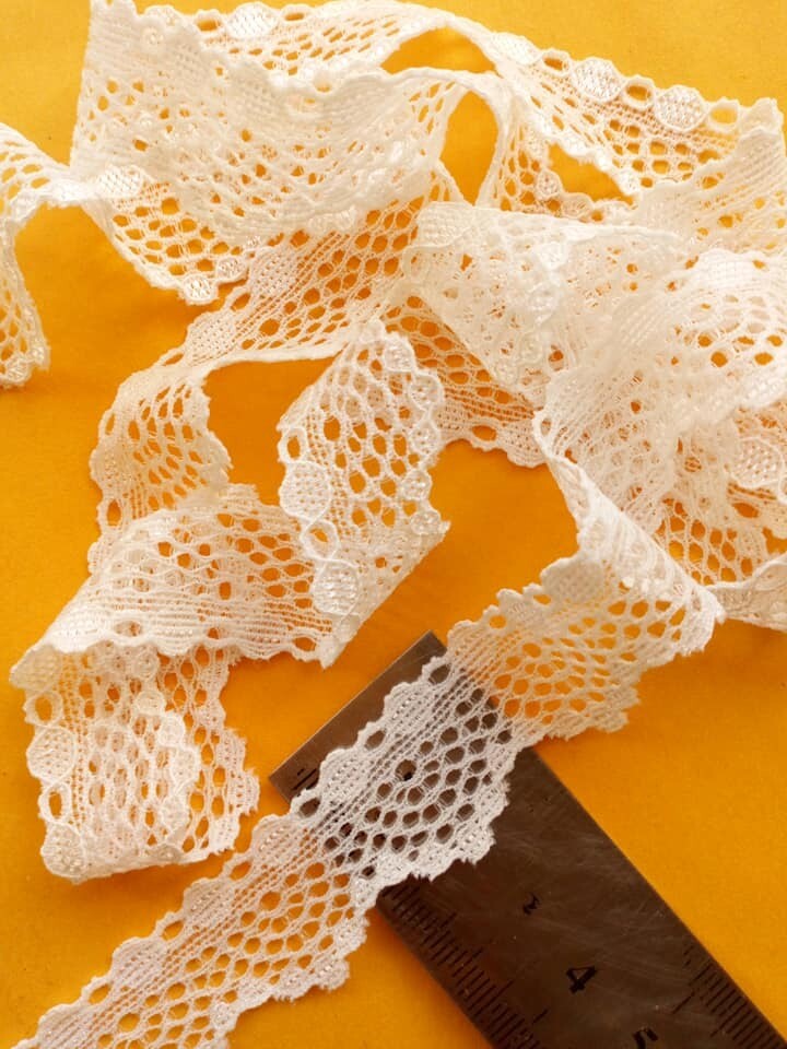4 mètres dentelle élastique 2cm blanc cassé