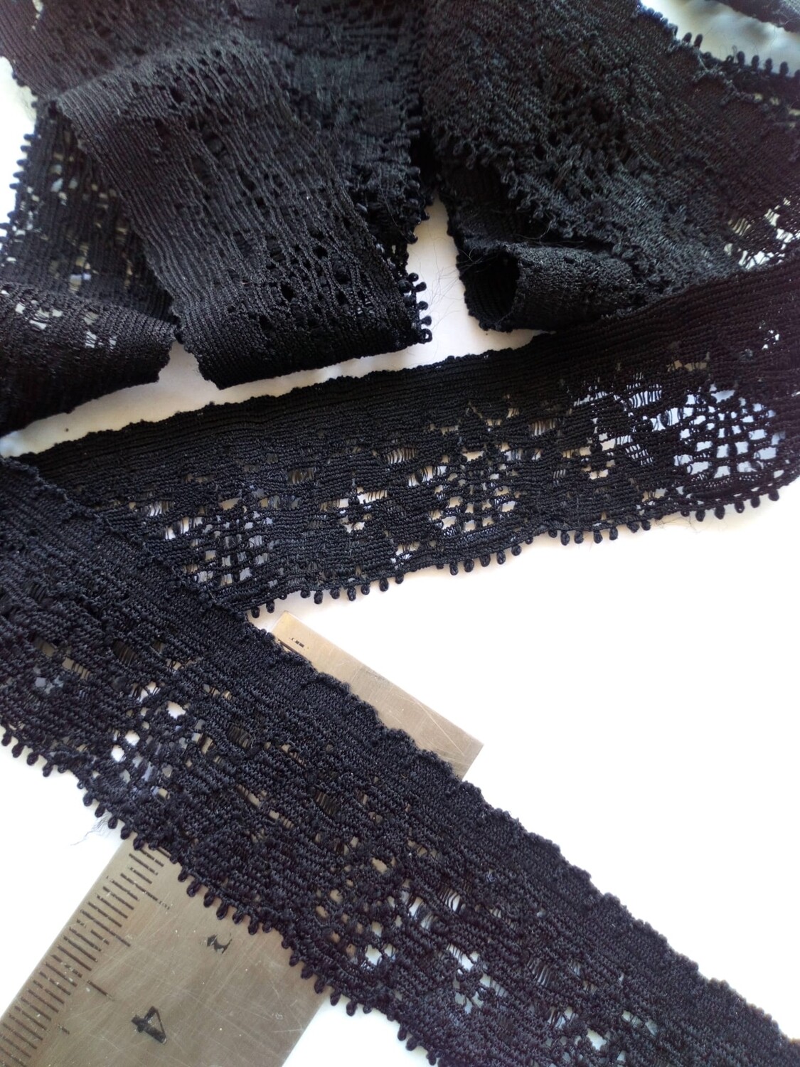3 mètres dentelle élastique 2.5 cm  2 coloris, Couleur: noir