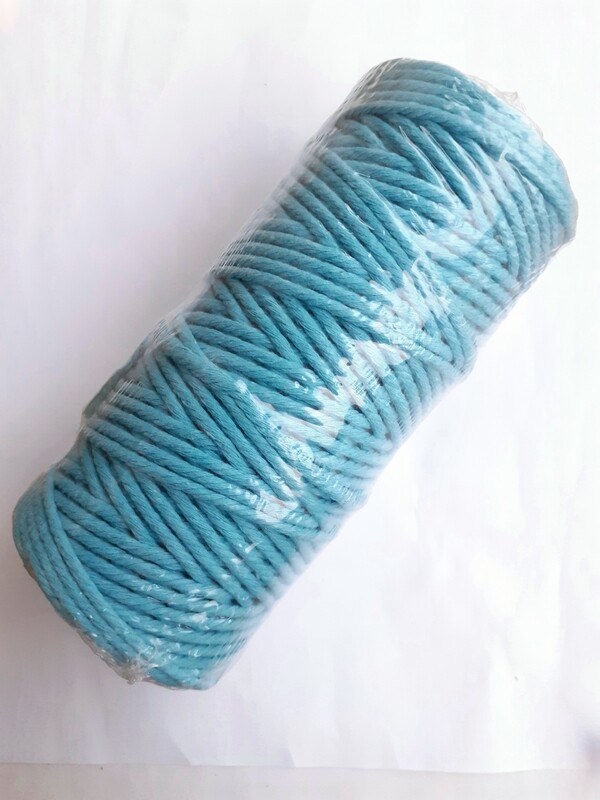 91 mètres fil macramé coton 3mm bleu