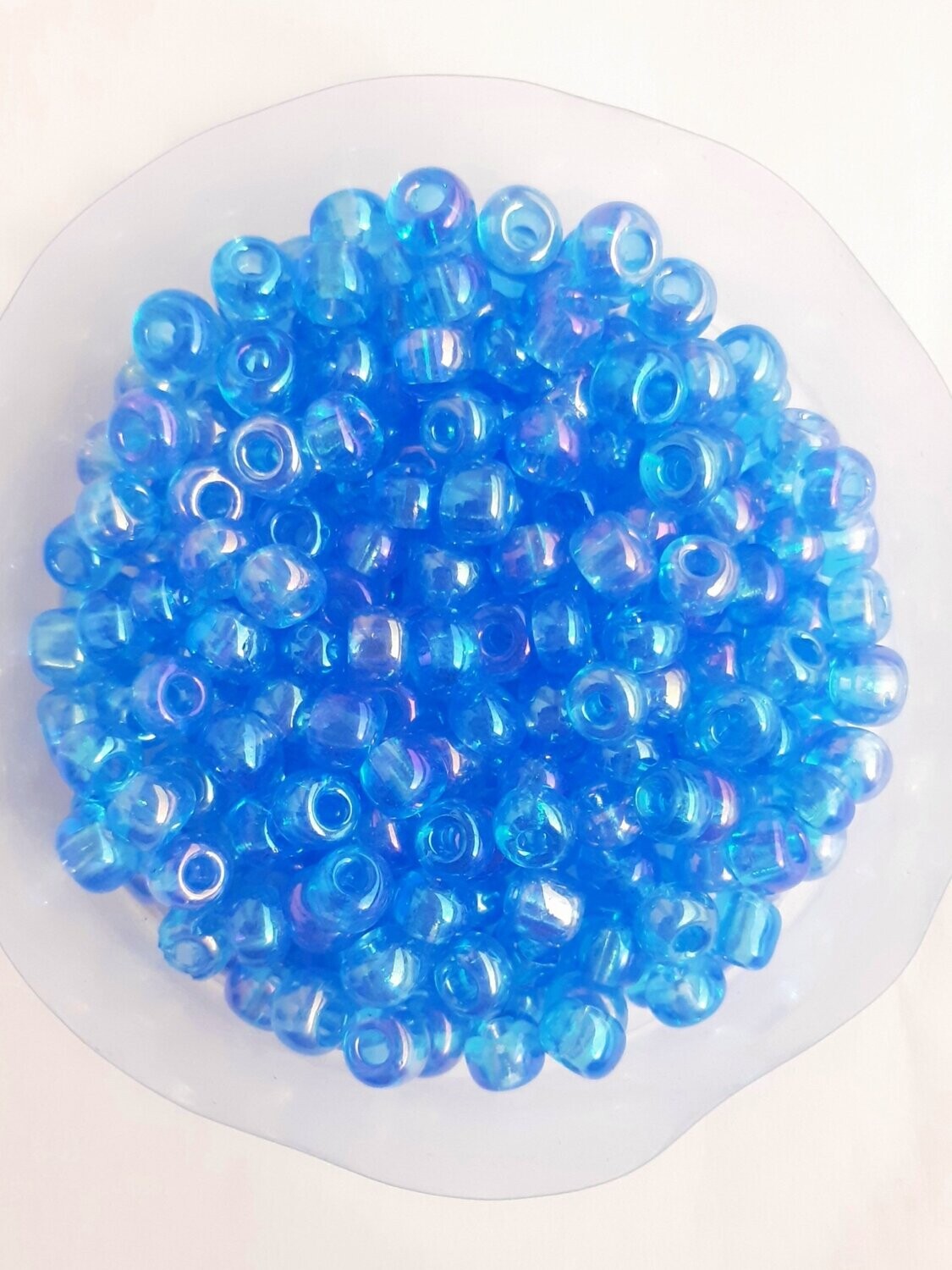 400 perles en verre 4MM (32g) bleu transparent nacré