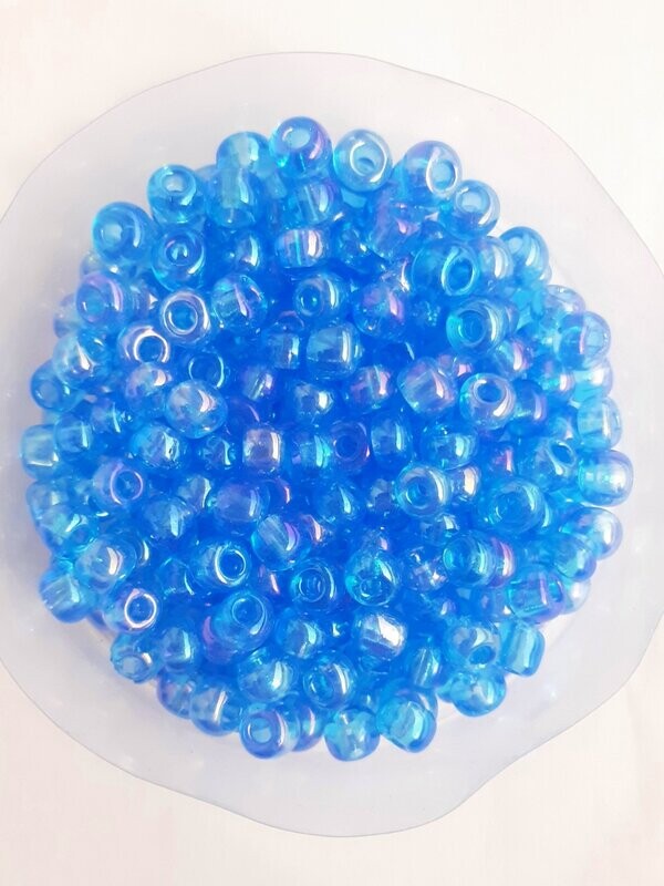400 perles en verre 4MM (32g) bleu transparent nacré