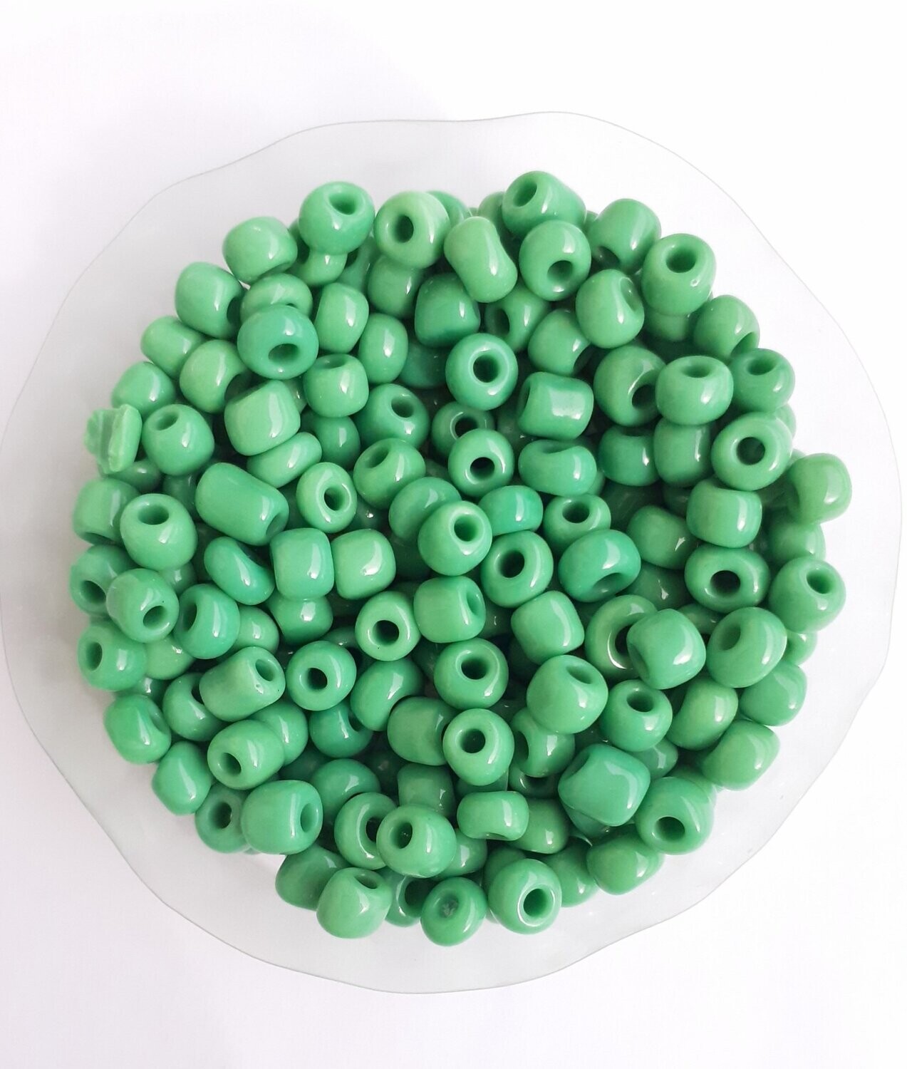 450 perles en verre 4MM (40g) vert opaque
