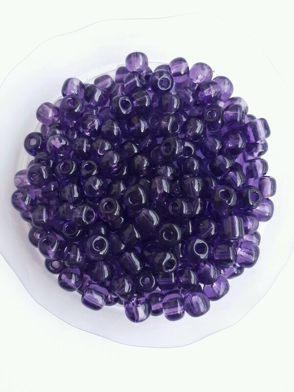 450 perles en verre 4MM (40g) violet foncé transparent