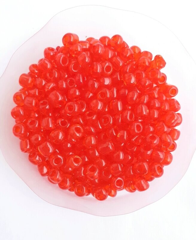 450 perles en verre 4MM (40g) rouge transparent