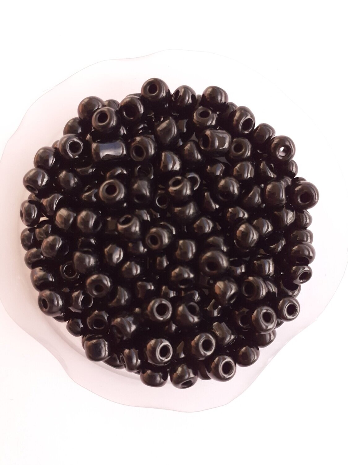 450 perles en verre 4MM (40g) noire opaque