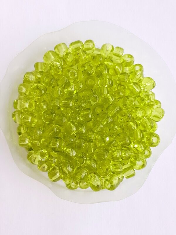 450 perles en verre 4MM (40g) vert clair transparent