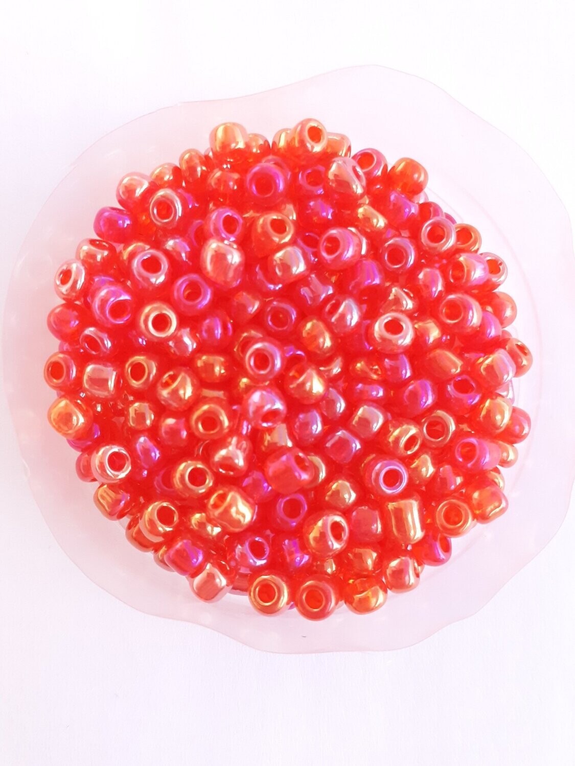 400 perles en verre 4MM (32g) rouge transparent nacré