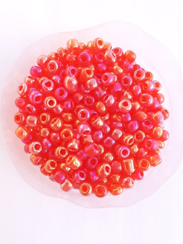 400 perles en verre 4MM (32g) rouge transparent nacré