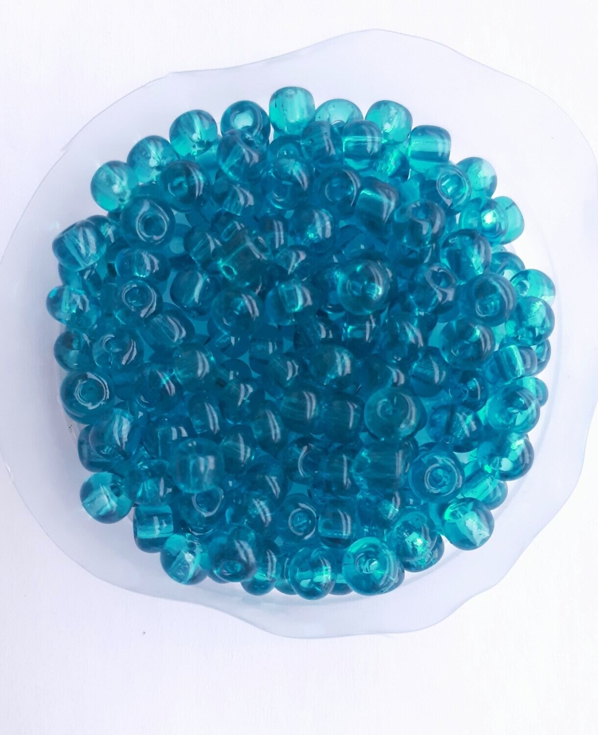 450 perles en verre 4MM (40g) turquoise transparent