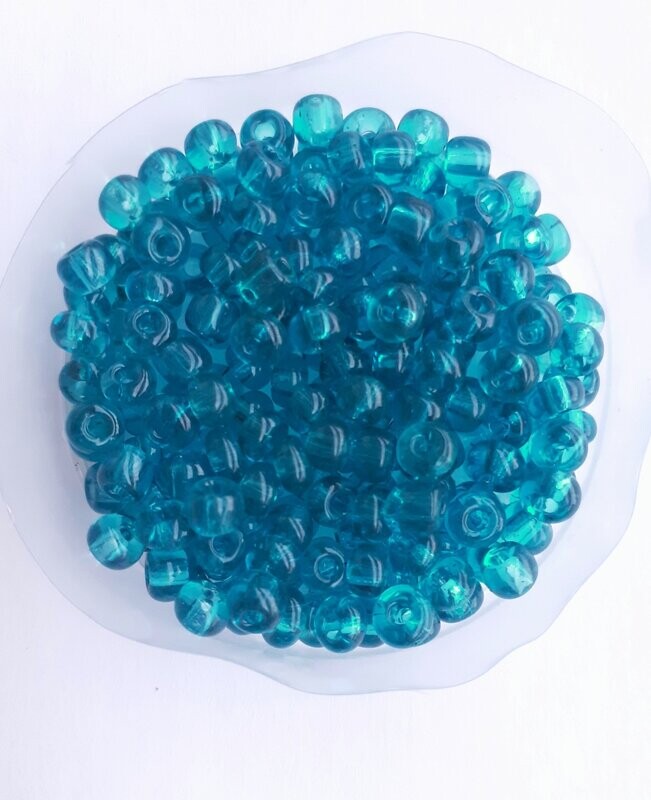 450 perles en verre 4MM (40g) turquoise transparent