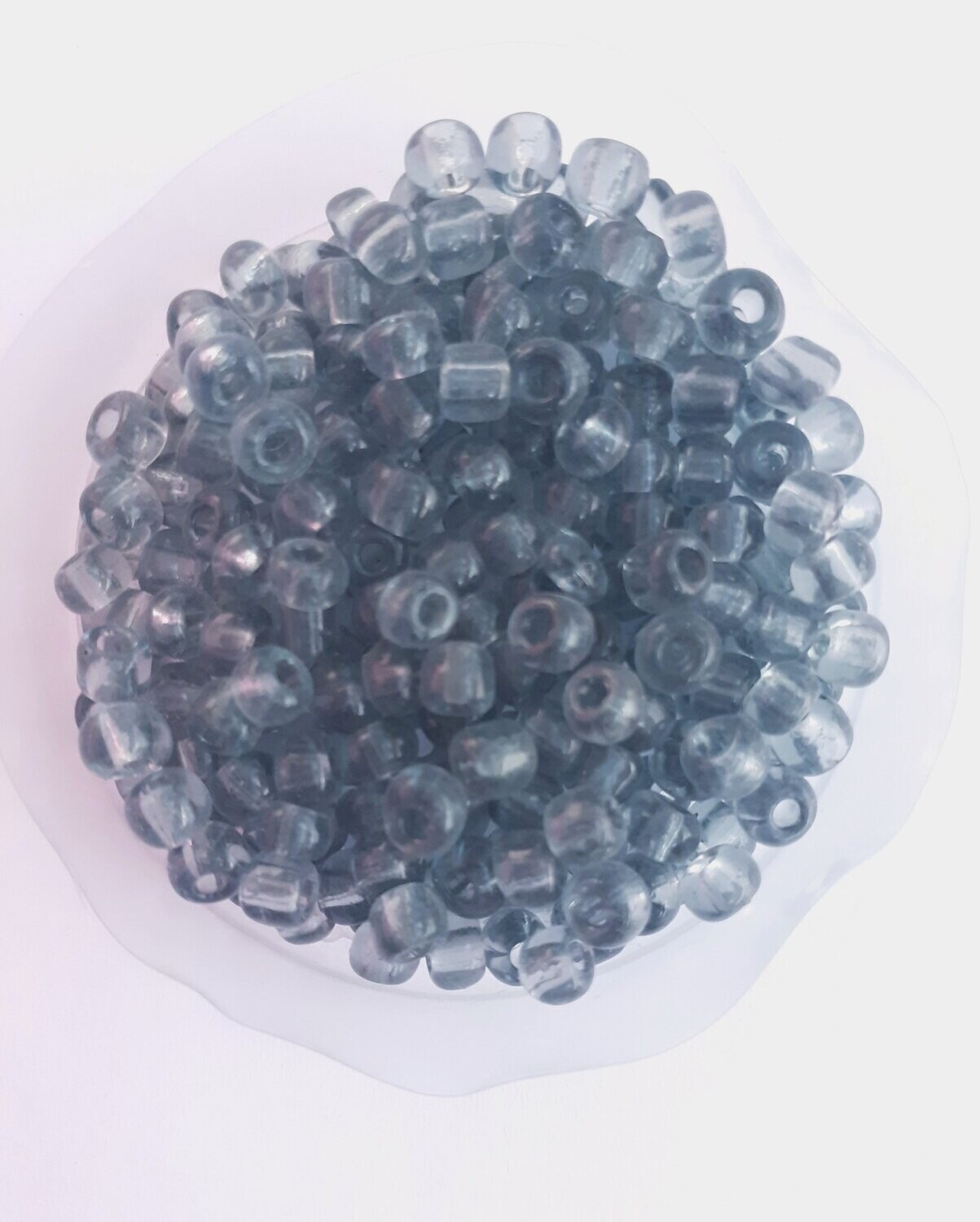 450 perles en verre 4MM (40g) gris transparent