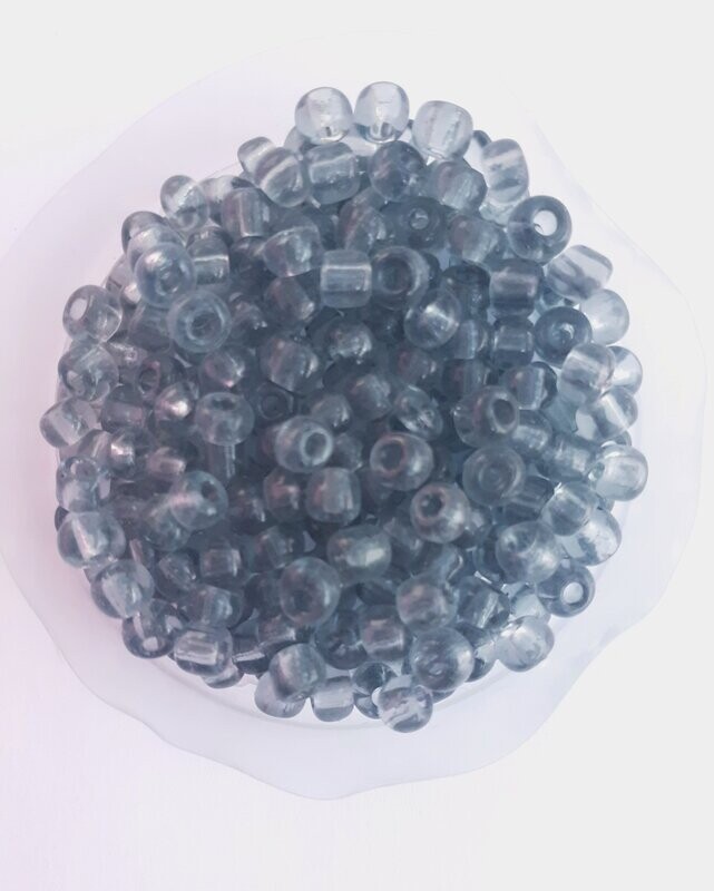 450 perles en verre 4MM (40g) gris transparent