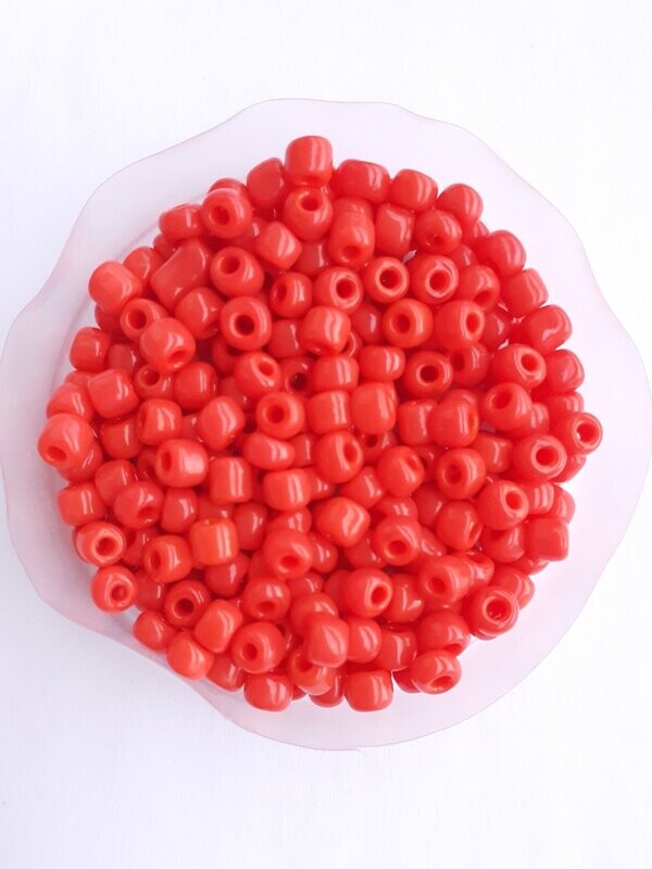 450 perles en verre 4MM (40g) rouge opaque