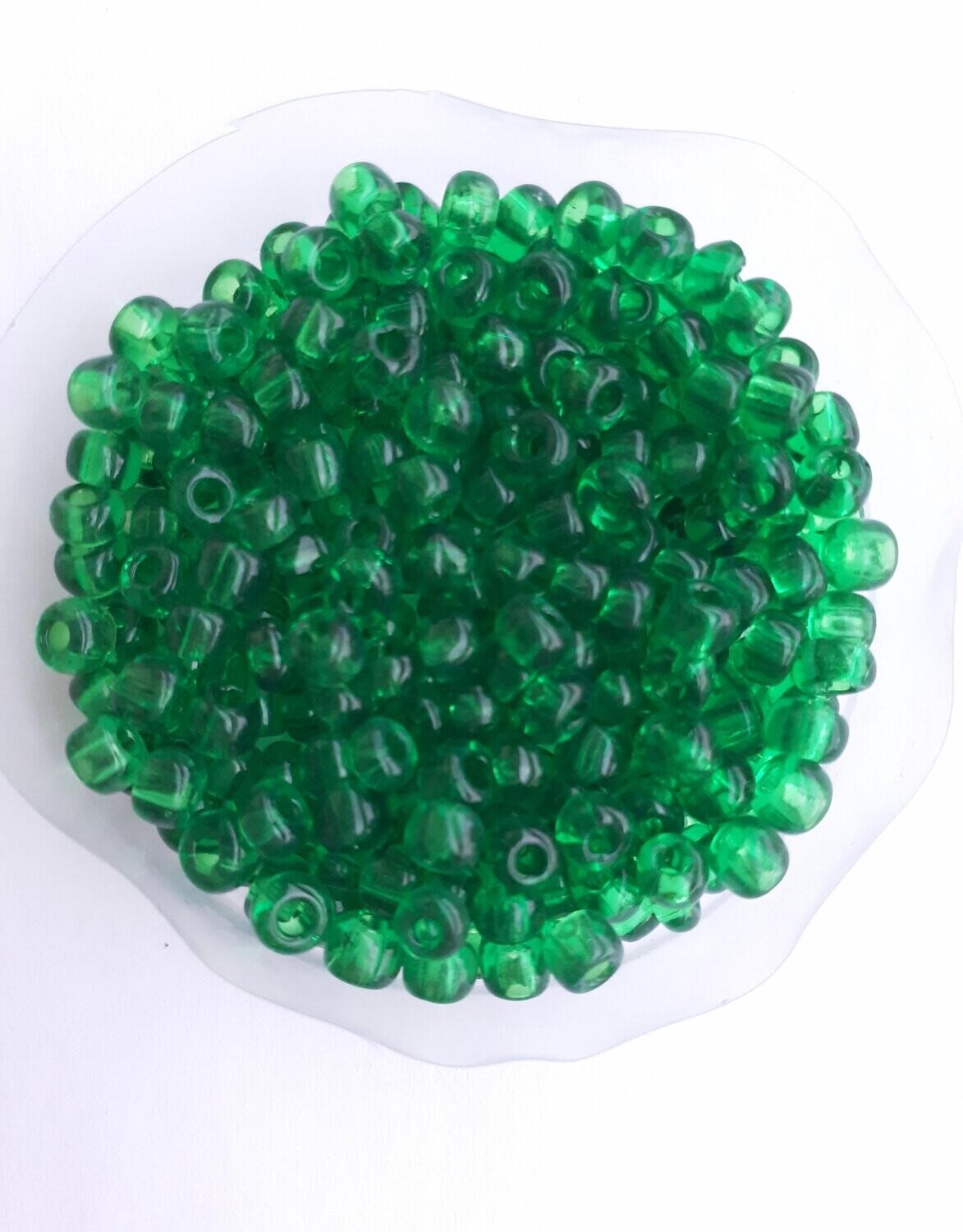 450 perles en verre 4MM (40g) vert foncé transparent