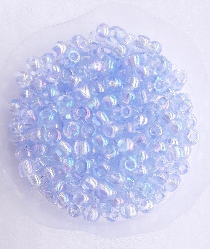 400 perles en verre 4MM (32g) bleu clair transparent nacré