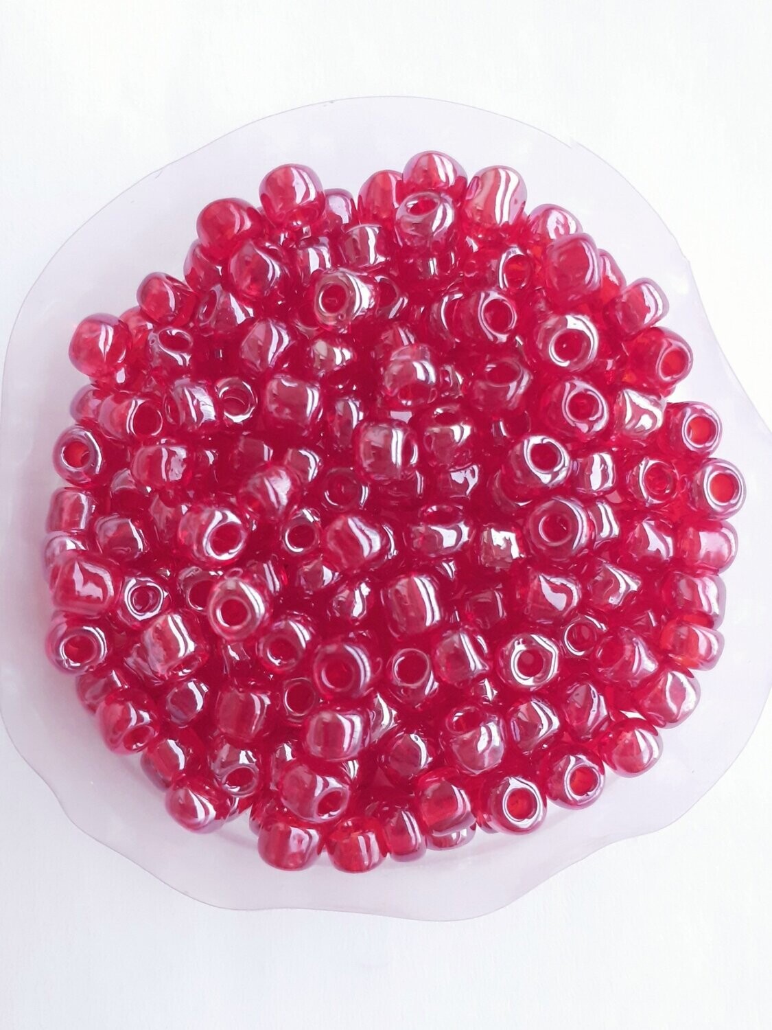 400 perles en verre 4MM (32g) bordeaux clair transparent lustré