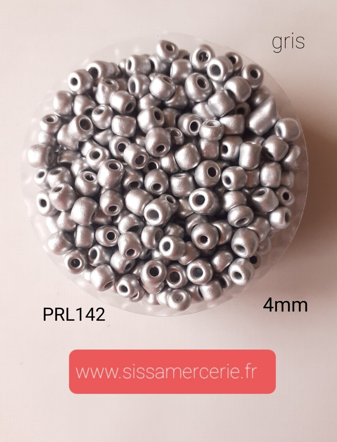 400 perles en verre 4MM (32g) gris argenté opaque