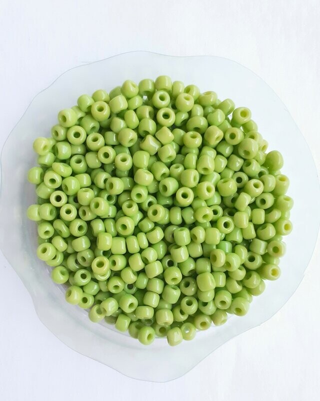 1400 perles en verre 3MM (40g) vert clair opaque