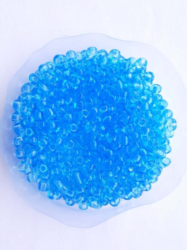 1400 perles en verre 3MM (40g) bleu transparent