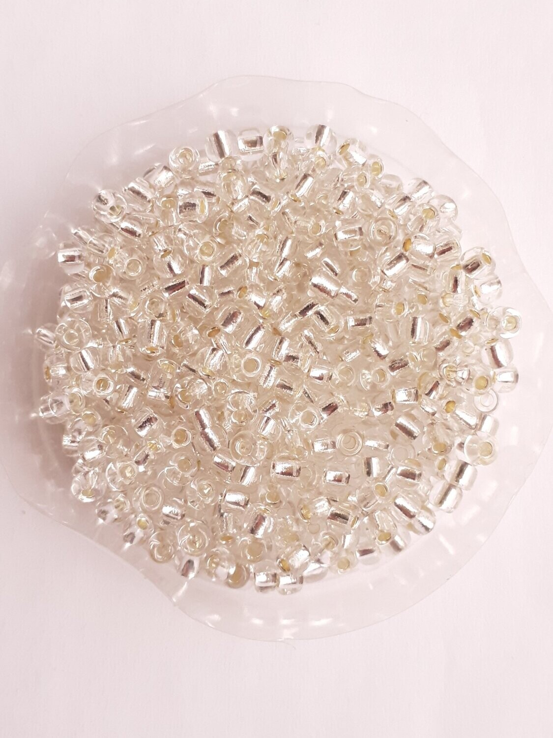 1150 perles en verre 3MM (32g) blanc argenté transparent