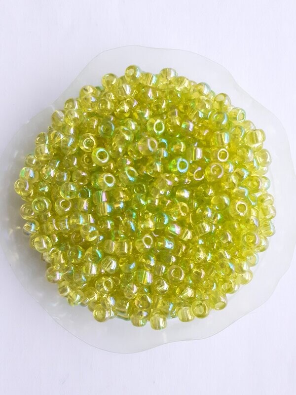 1150 perles en verre 3MM (32g) vert clair transparent nacré
