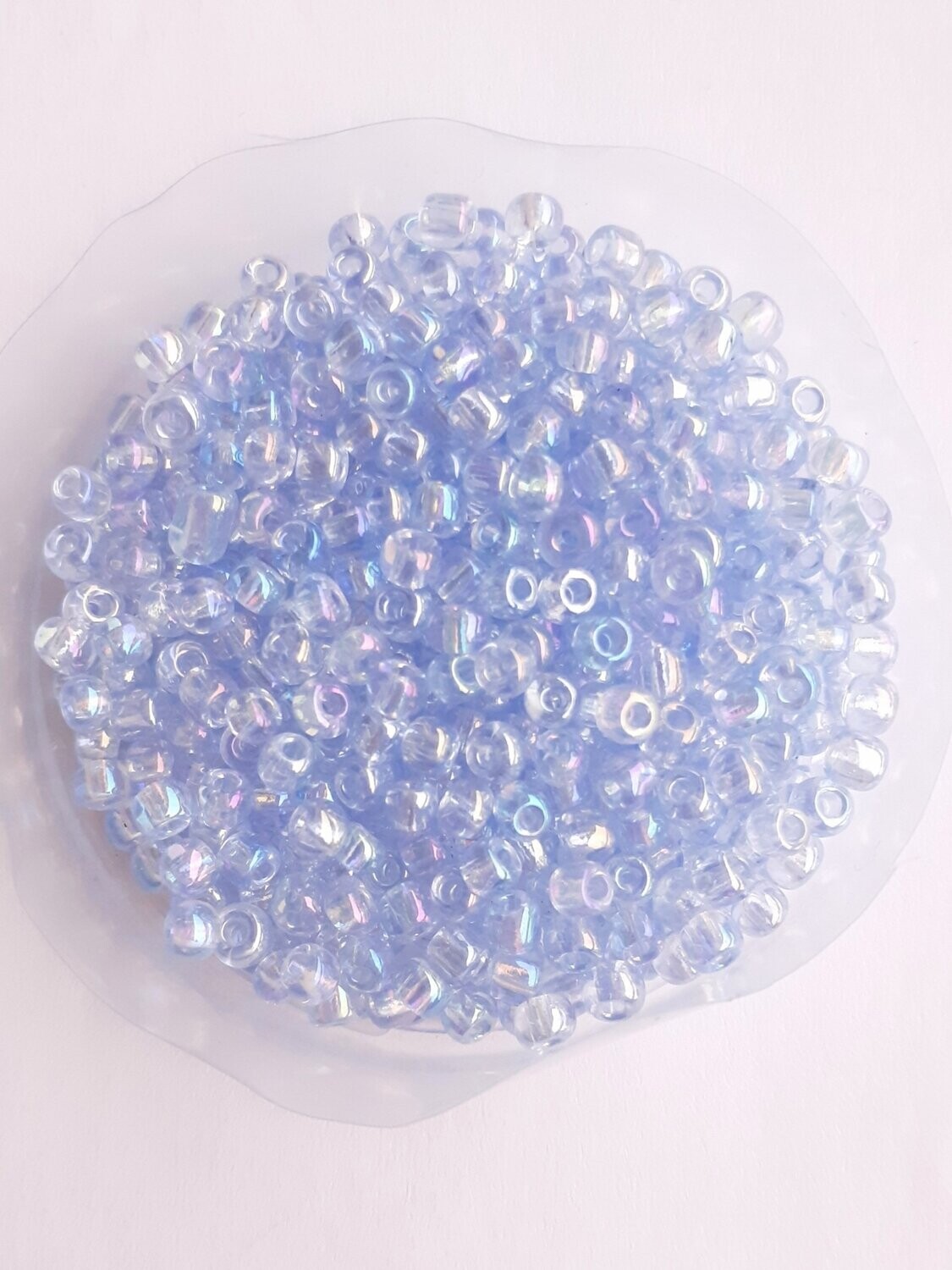 1150 perles en verre 3MM (32g) bleu clair transparent nacré