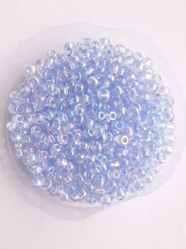 1150 perles en verre 3MM (32g) bleu clair transparent nacré