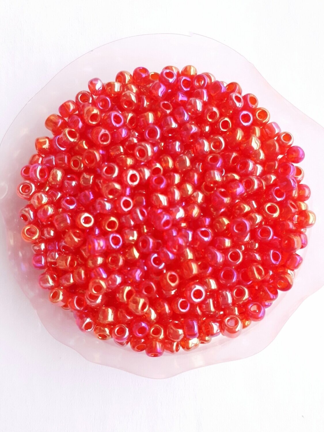 1150 perles en verre 3MM (32g) rouge transparent nacré